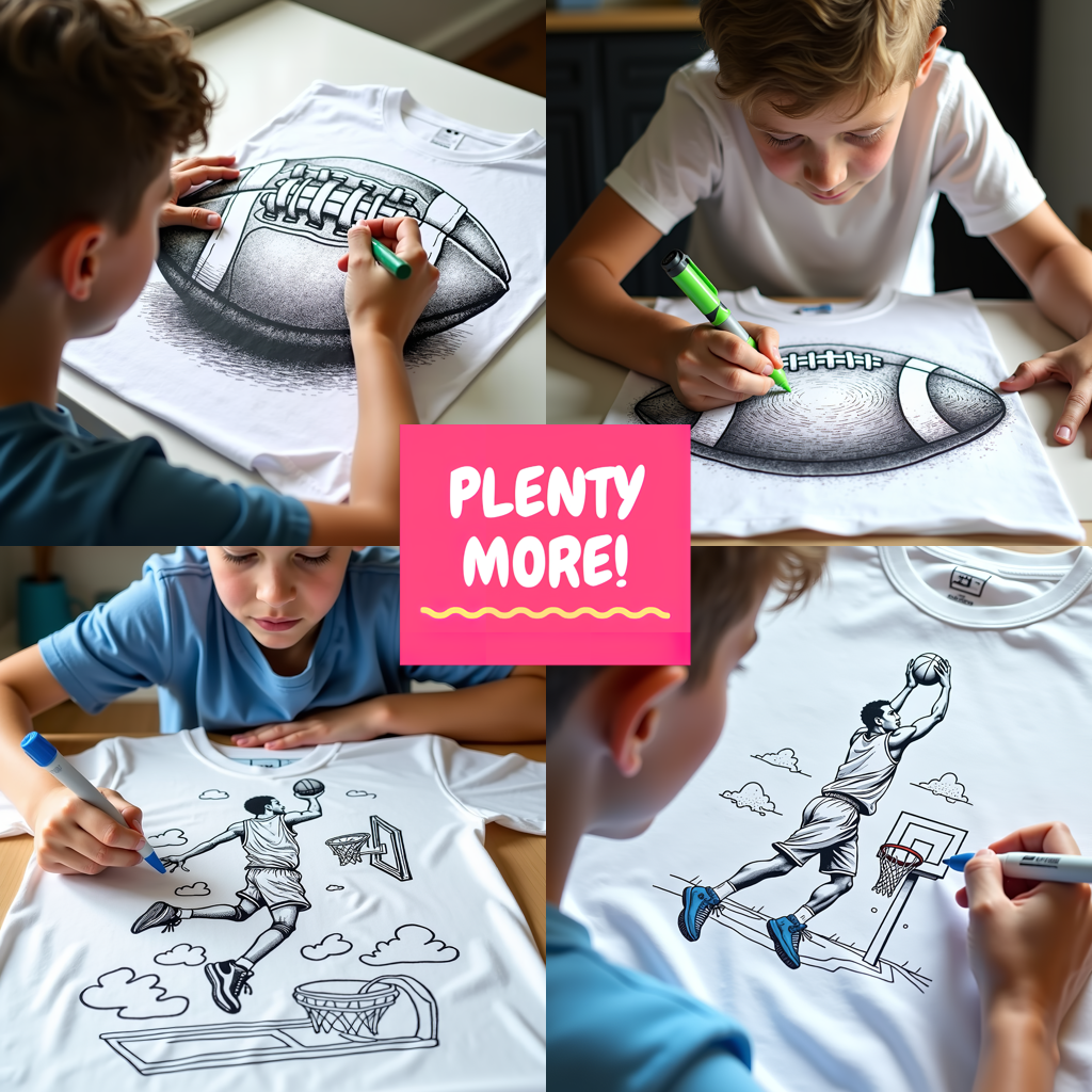 Kid's T-shirt Coloring Kit with 10 Fabric Markers - American Football