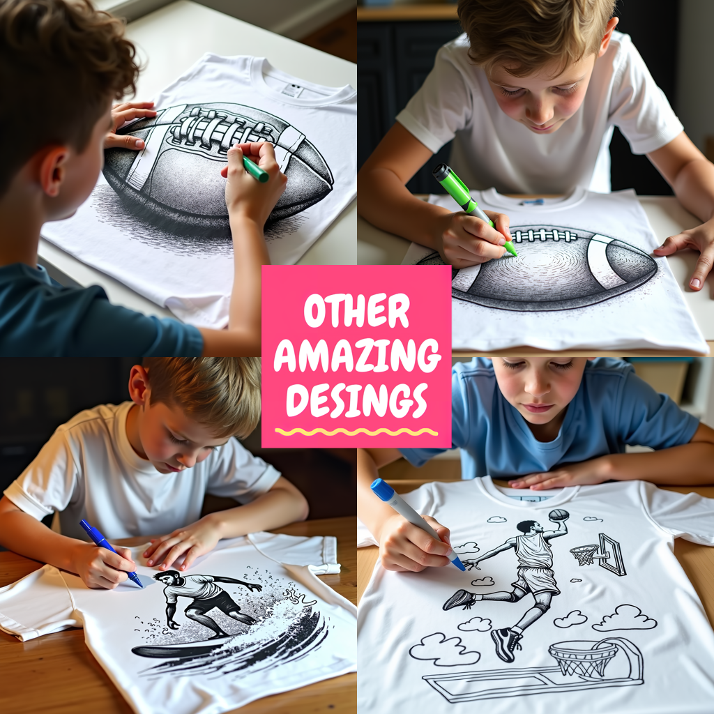 Unisex T-shirt Coloring Kit with 10 Fabric Markers - Football Player