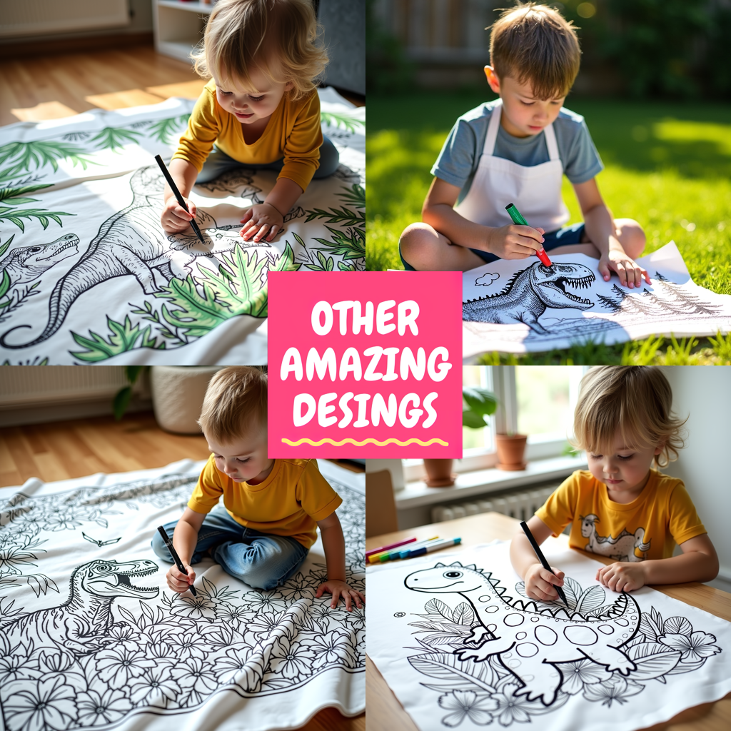 Blanket Coloring Kit with 10 Fabric Markers - Birthday Celebration