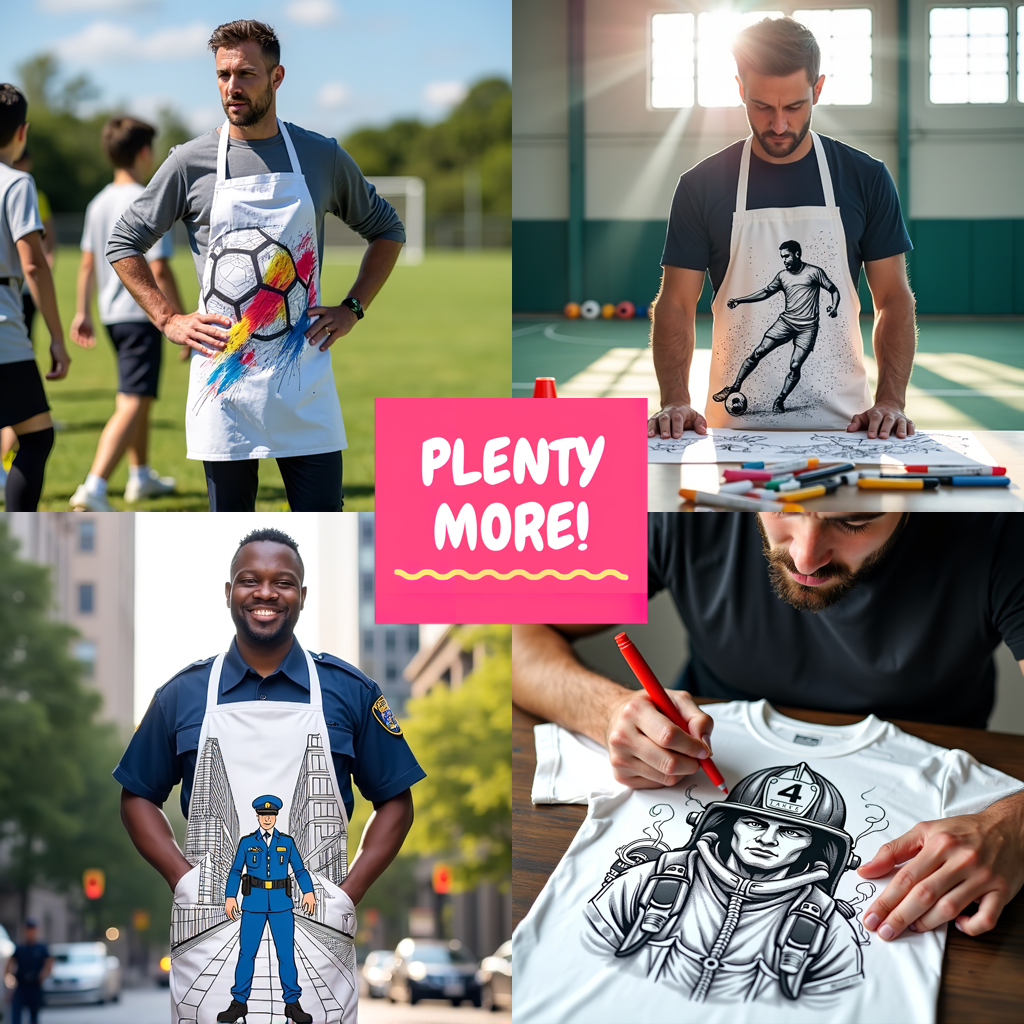 Apron Coloring Kit with 10 Fabric Markers - Ice Hockey Player