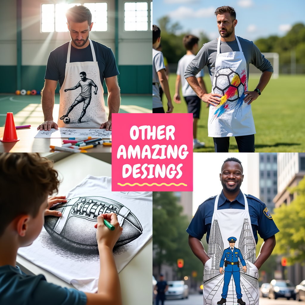 Apron Coloring Kit with 10 Fabric Markers - Soccer