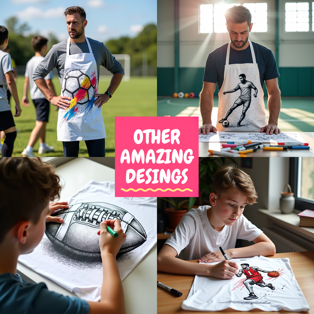 Apron Coloring Kit with 10 Fabric Markers - Ice Hockey