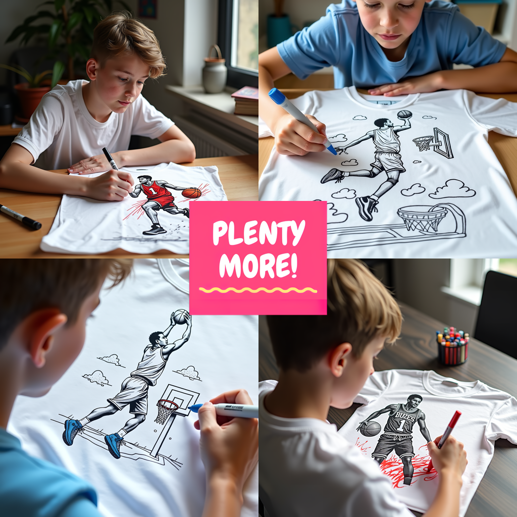 Women's T-shirt Coloring Kit with 10 Fabric Markers - Players in action