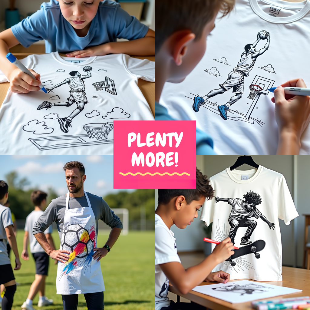 Kid's T-shirt Coloring Kit with 10 Fabric Markers - Ice Hockey