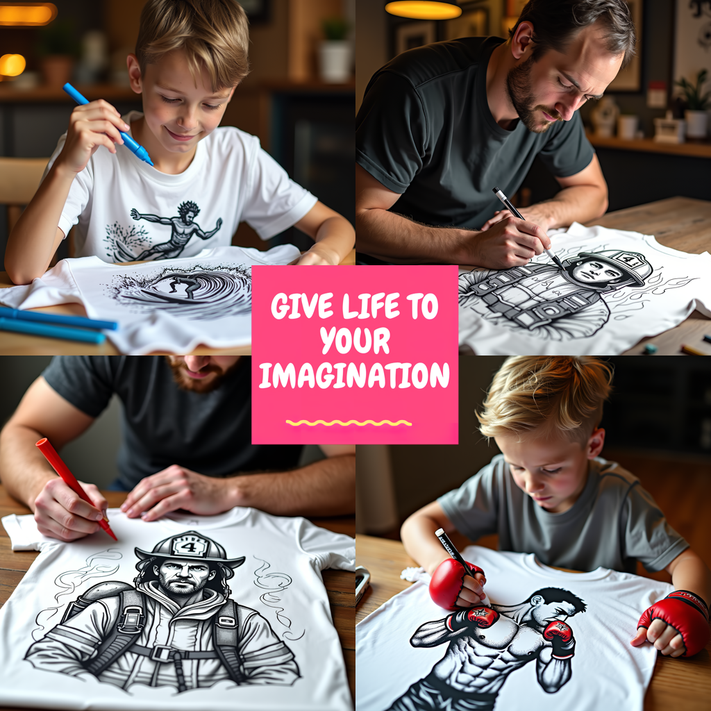 Women's T-shirt Coloring Kit with 10 Fabric Markers - Ice Hockey