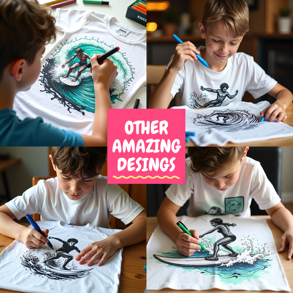 Kid's T-shirt Coloring Kit with 10 Fabric Markers - Ice Hockey