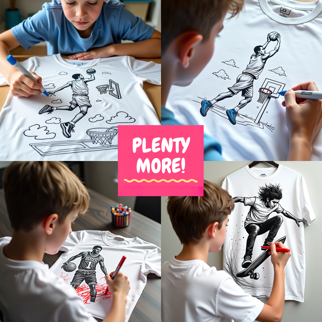 Unisex T-shirt Coloring Kit with 10 Fabric Markers - Ice Hockey