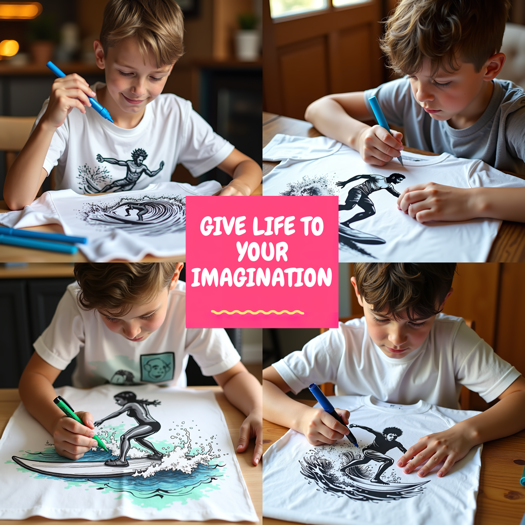 Adult Sweatshirt Coloring Kit with 10 Fabric Markers - Surfing