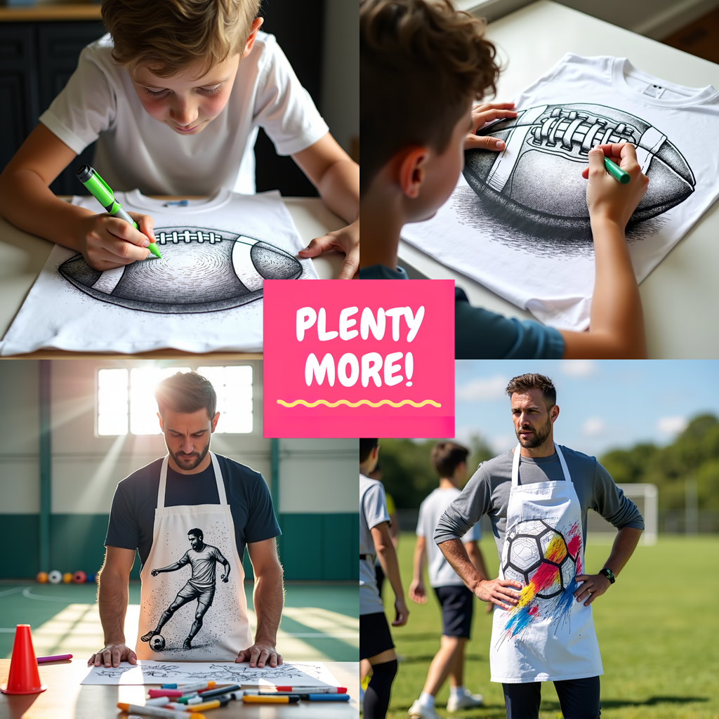 Unisex T-shirt Coloring Kit with 10 Fabric Markers - Soccer Player