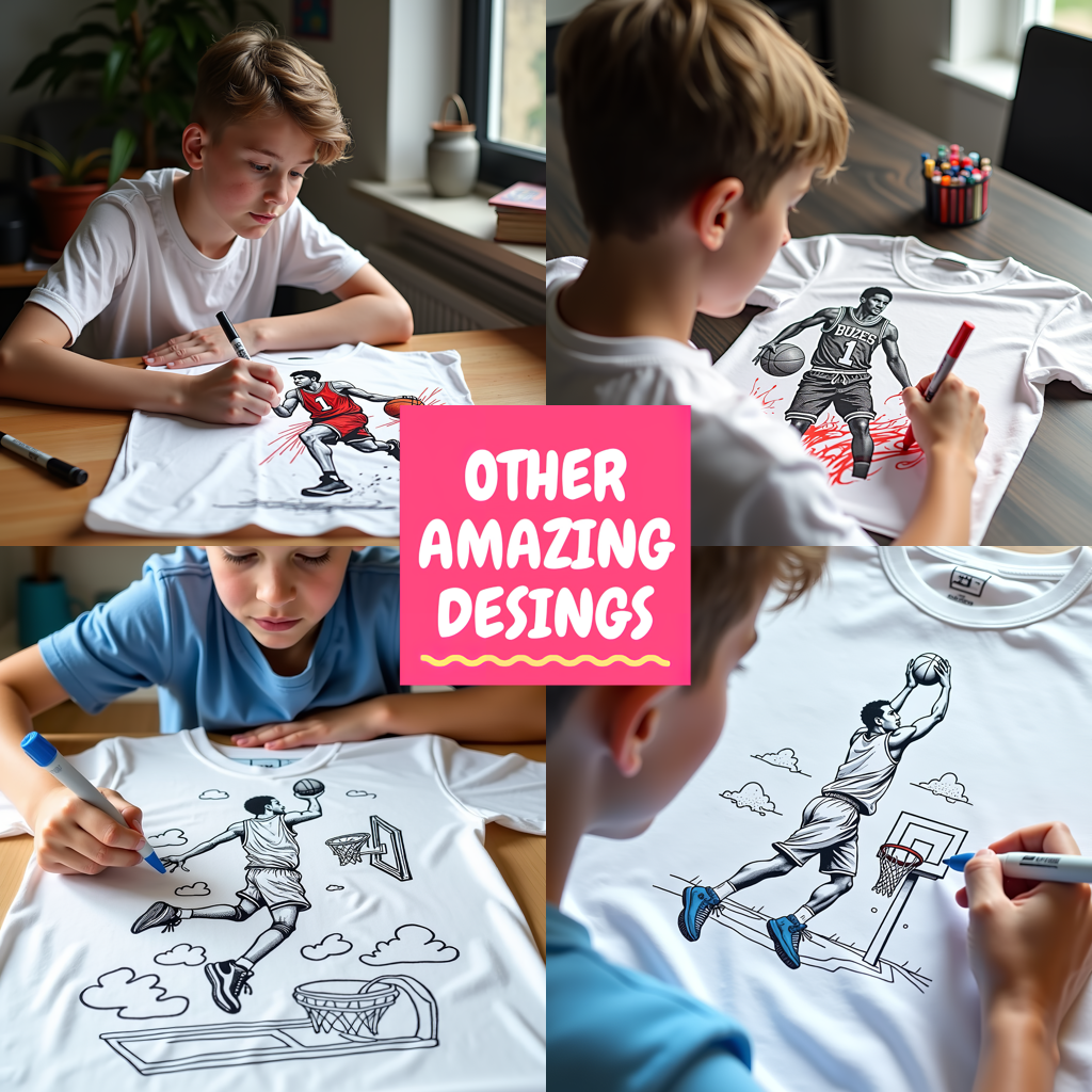 Unisex T-shirt Coloring Kit with 10 Fabric Markers - Basketball