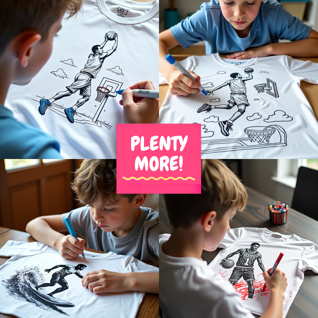 Kid's T-shirt Coloring Kit with 10 Fabric Markers - Player action