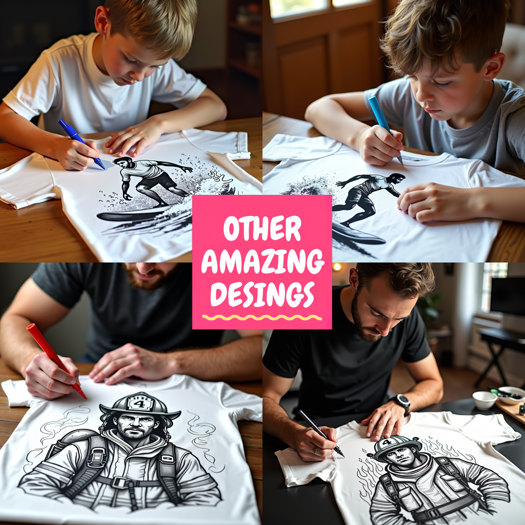 Unisex T-shirt Coloring Kit with 10 Fabric Markers - Ice Hockey Player