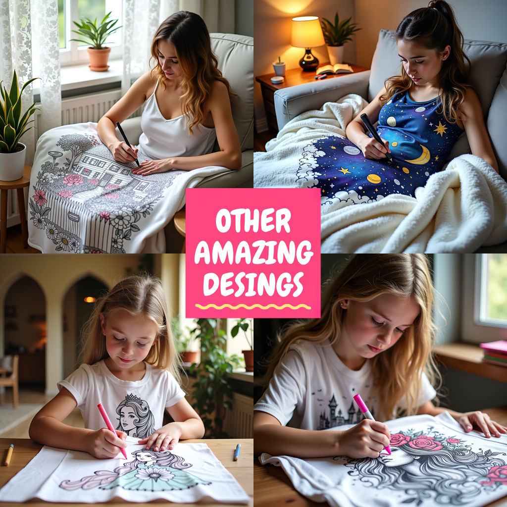 Blanket Coloring Kit with 10 Fabric Markers - Regal Princess