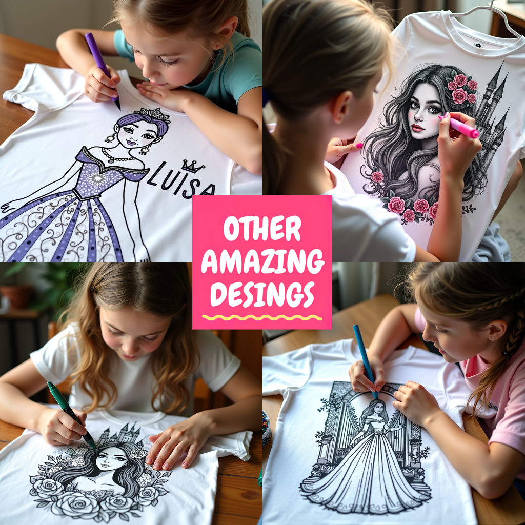 Apron Coloring Kit with 10 Fabric Markers - Princess Portrait