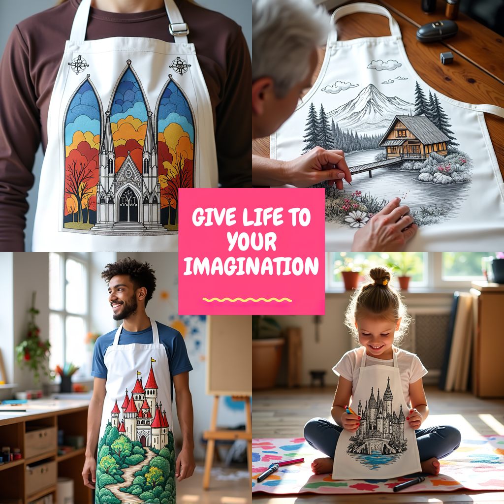 Apron Coloring Kit with 10 Fabric Markers - Knight on Horse