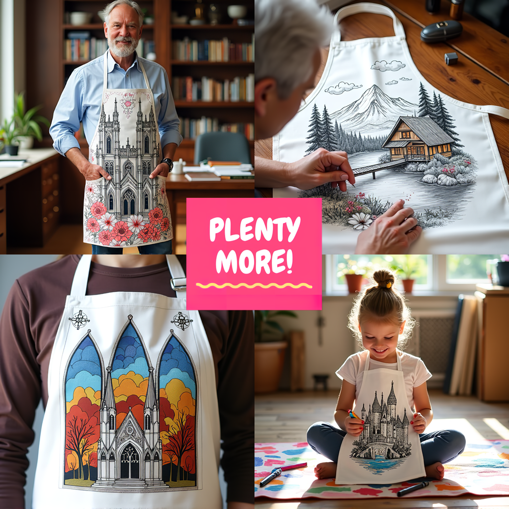 Apron Coloring Kit with 10 Fabric Markers - Knight on Horseback