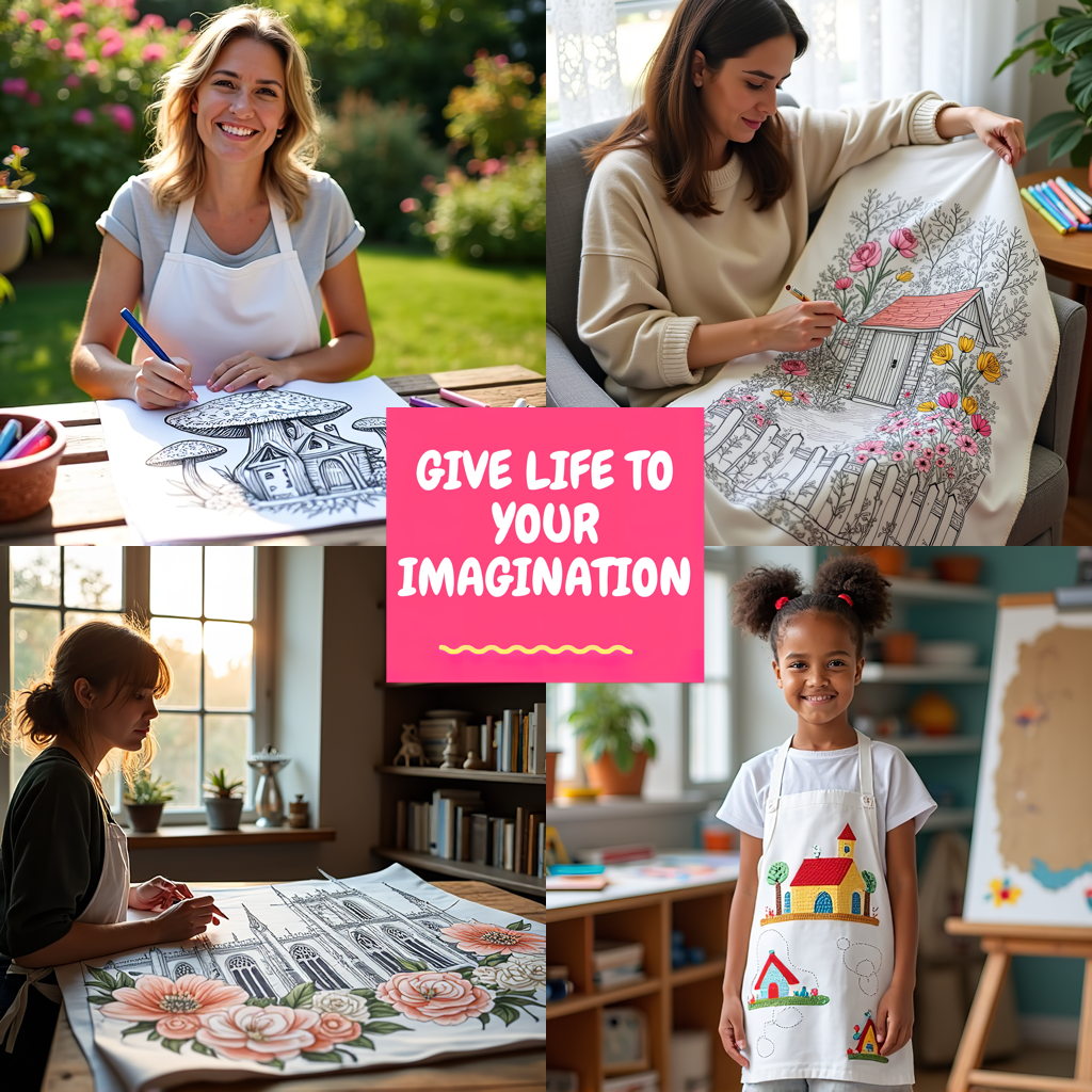 Apron Coloring Kit with 10 Fabric Markers - Knight on Horseback