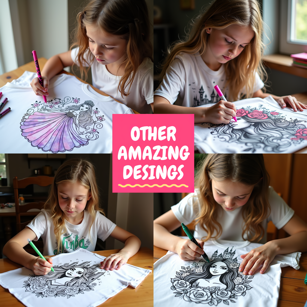 Apron Coloring Kit with 10 Fabric Markers - Elegant Princess