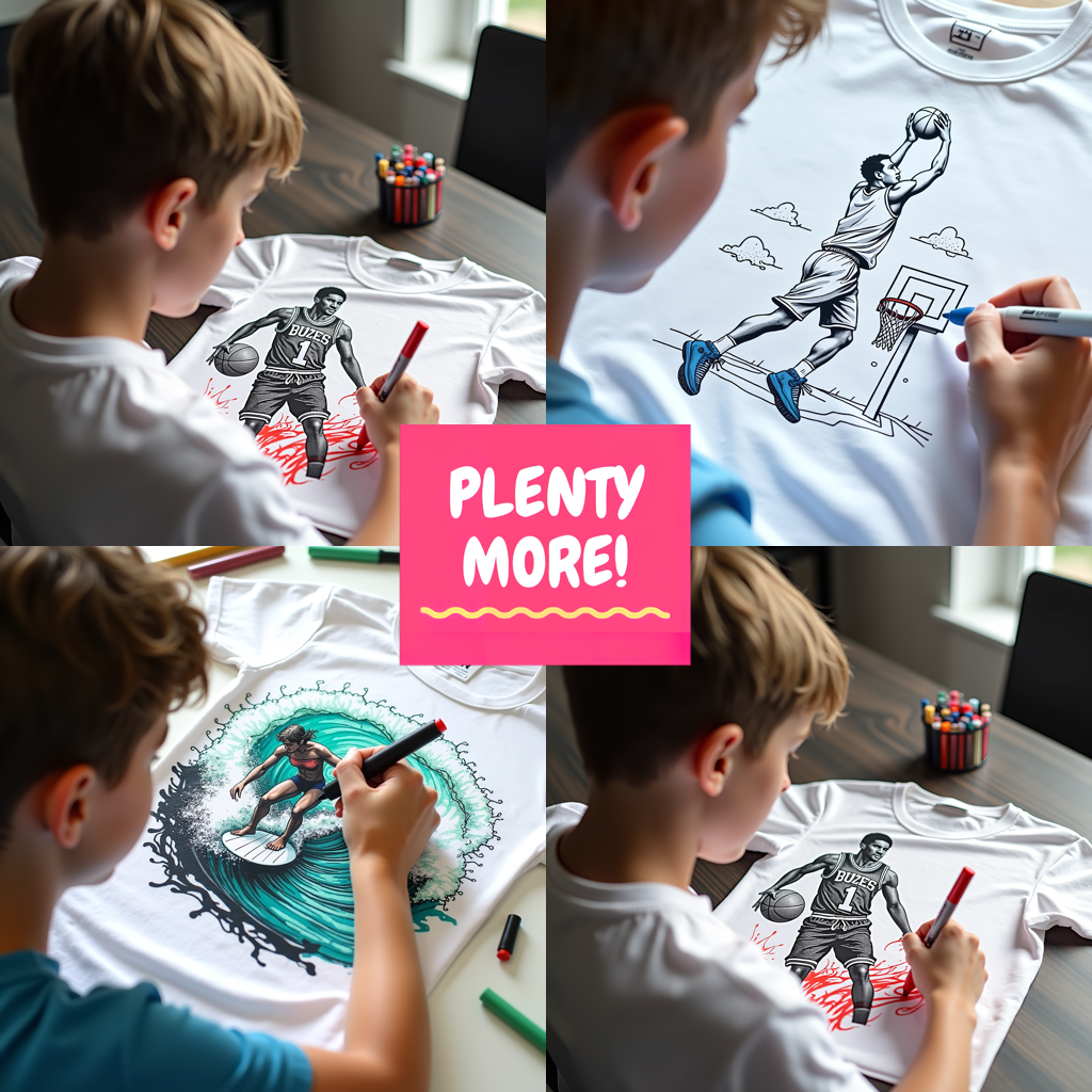 Kid's T-shirt Coloring Kit with 10 Fabric Markers - Armored Knight
