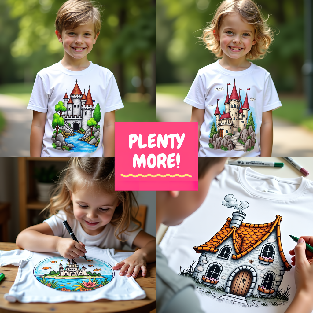 Kid's T-shirt Coloring Kit with 10 Fabric Markers - Knight on Horseback