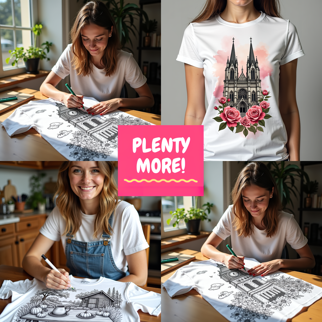 Women's T-shirt Coloring Kit with 10 Fabric Markers - Medieval Knight on Horseback