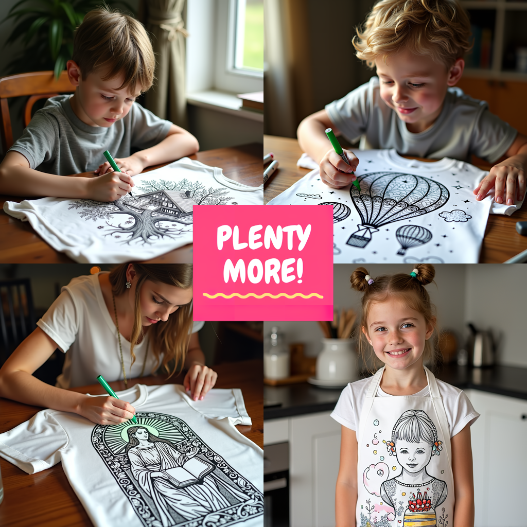 Unisex T-shirt Coloring Kit with 10 Fabric Markers - Armored Knight