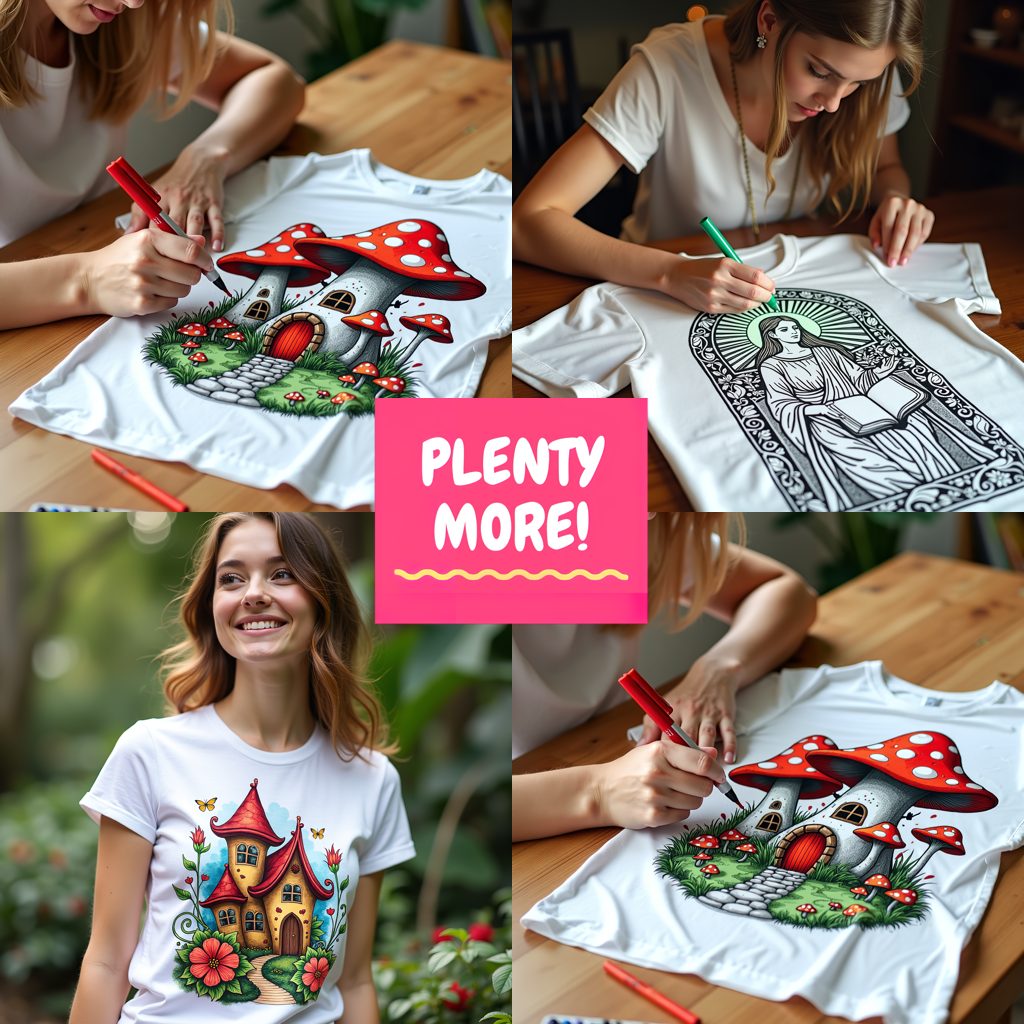 Women's T-shirt Coloring Kit with 10 Fabric Markers - Armored Knight