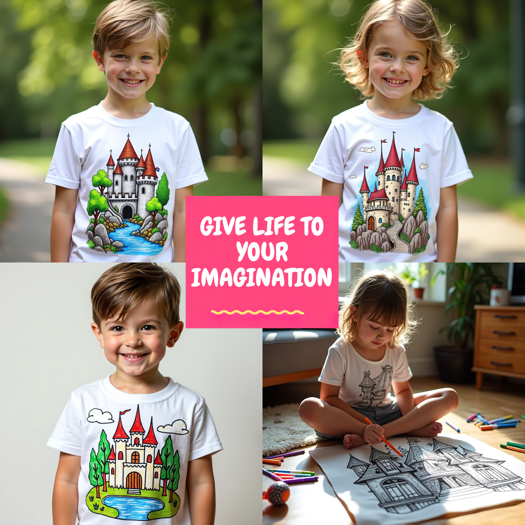 Kid's T-shirt Coloring Kit with 10 Fabric Markers - Armored Knight