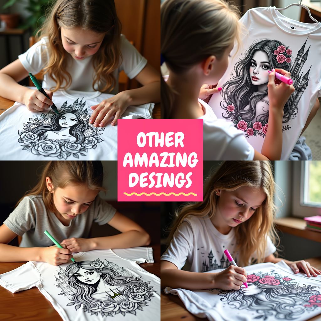 Apron Coloring Kit with 10 Fabric Markers - Elegant Gown