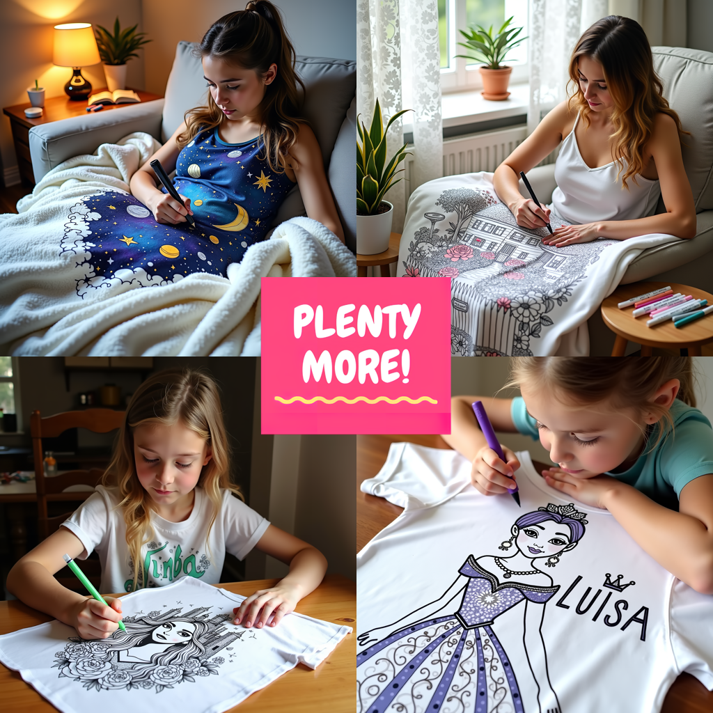 Blanket Coloring Kit with 10 Fabric Markers - Elegant Princess