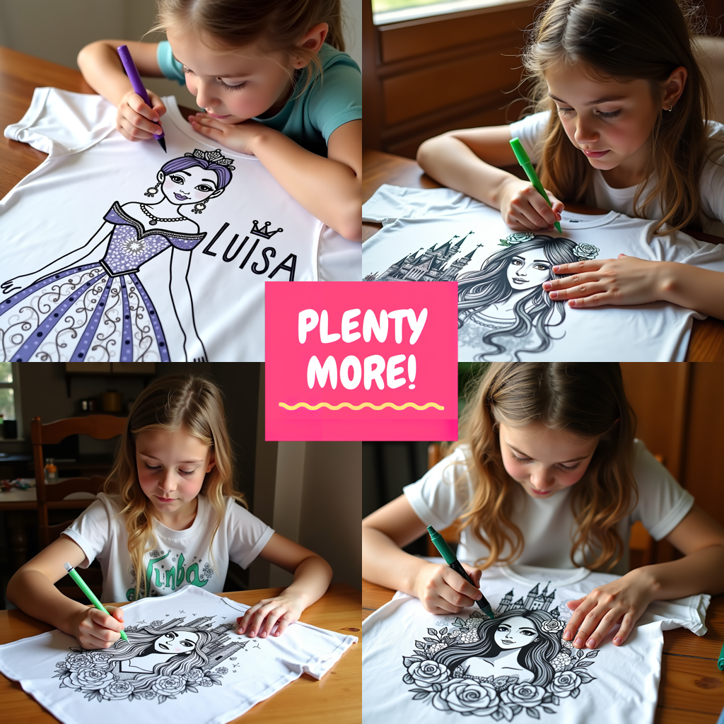 Apron Coloring Kit with 10 Fabric Markers - Elegant Princess