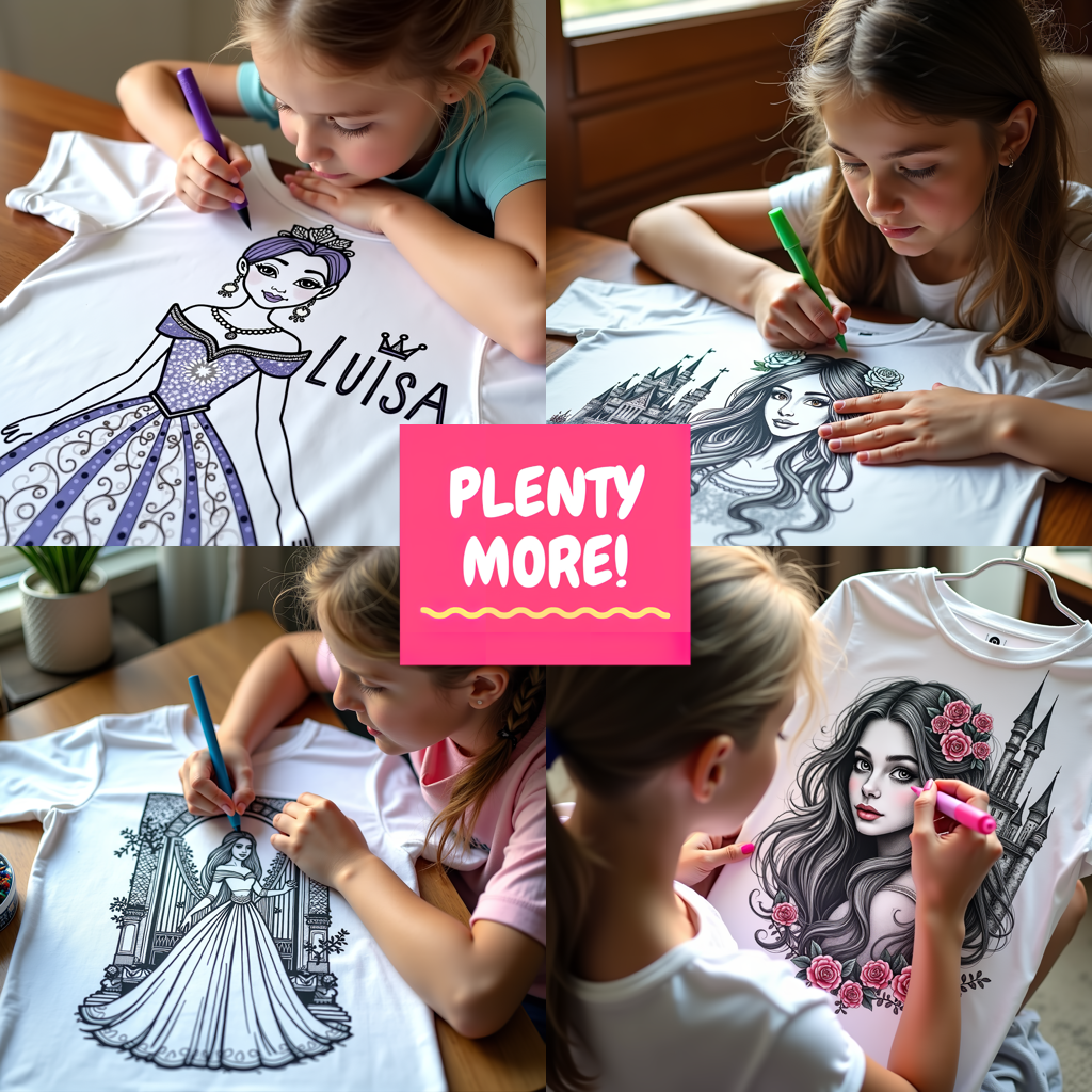 Indoor Wall Tapestries Coloring Kit with 10 Fabric Markers - Elegant Princess