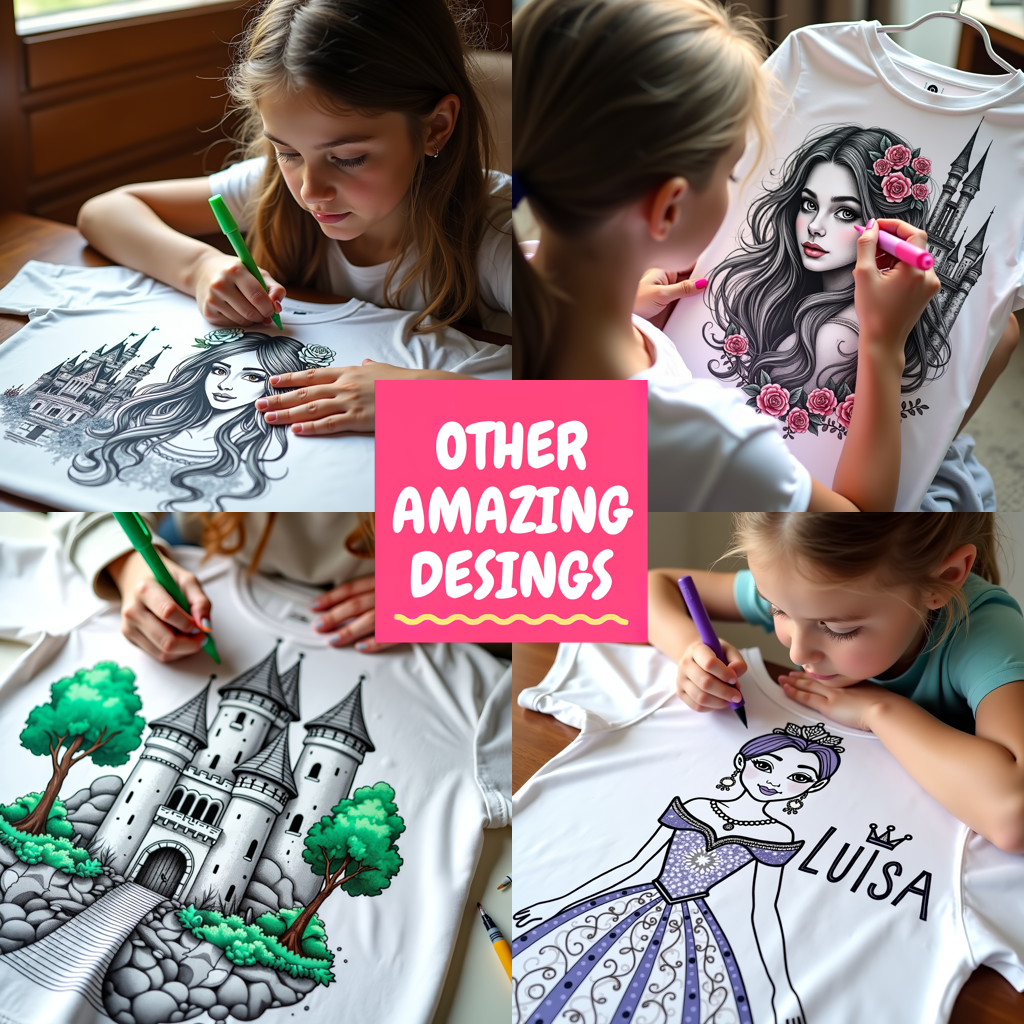 Indoor Wall Tapestries Coloring Kit with 10 Fabric Markers - Elegant Princess