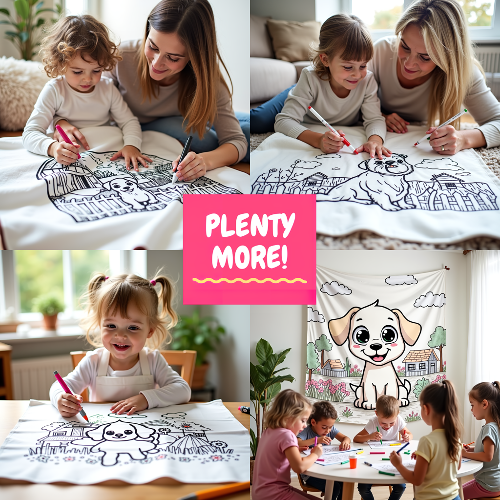 Blanket Coloring Kit with 10 Fabric Markers - Dog