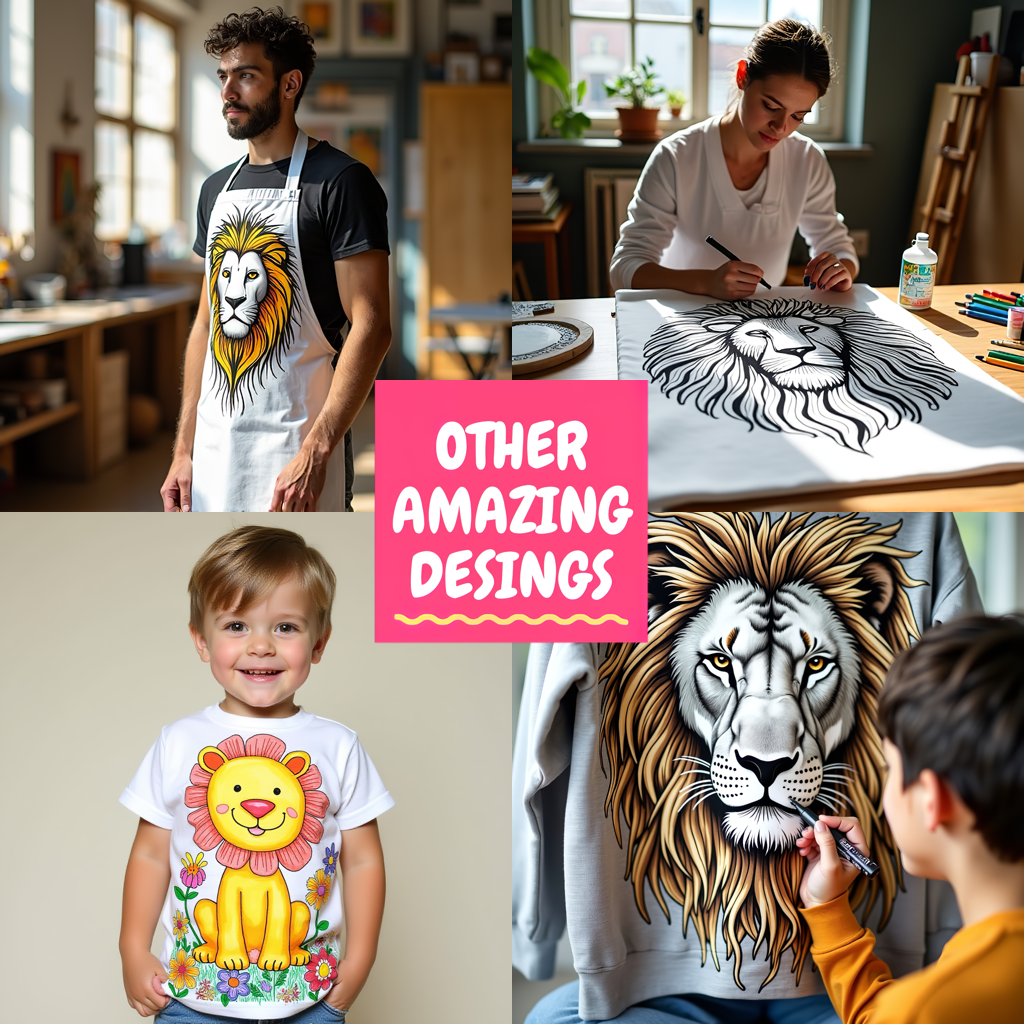 Adult Sweatshirt Coloring Kit with 10 Fabric Markers - Lion