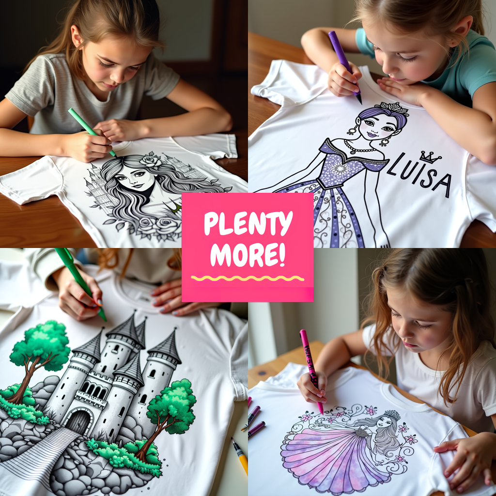 Unisex T-shirt Coloring Kit with 10 Fabric Markers - Elegant Dress