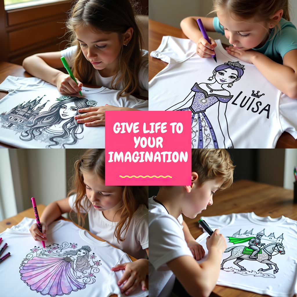 Kid's T-shirt Coloring Kit with 10 Fabric Markers - Regal Princess