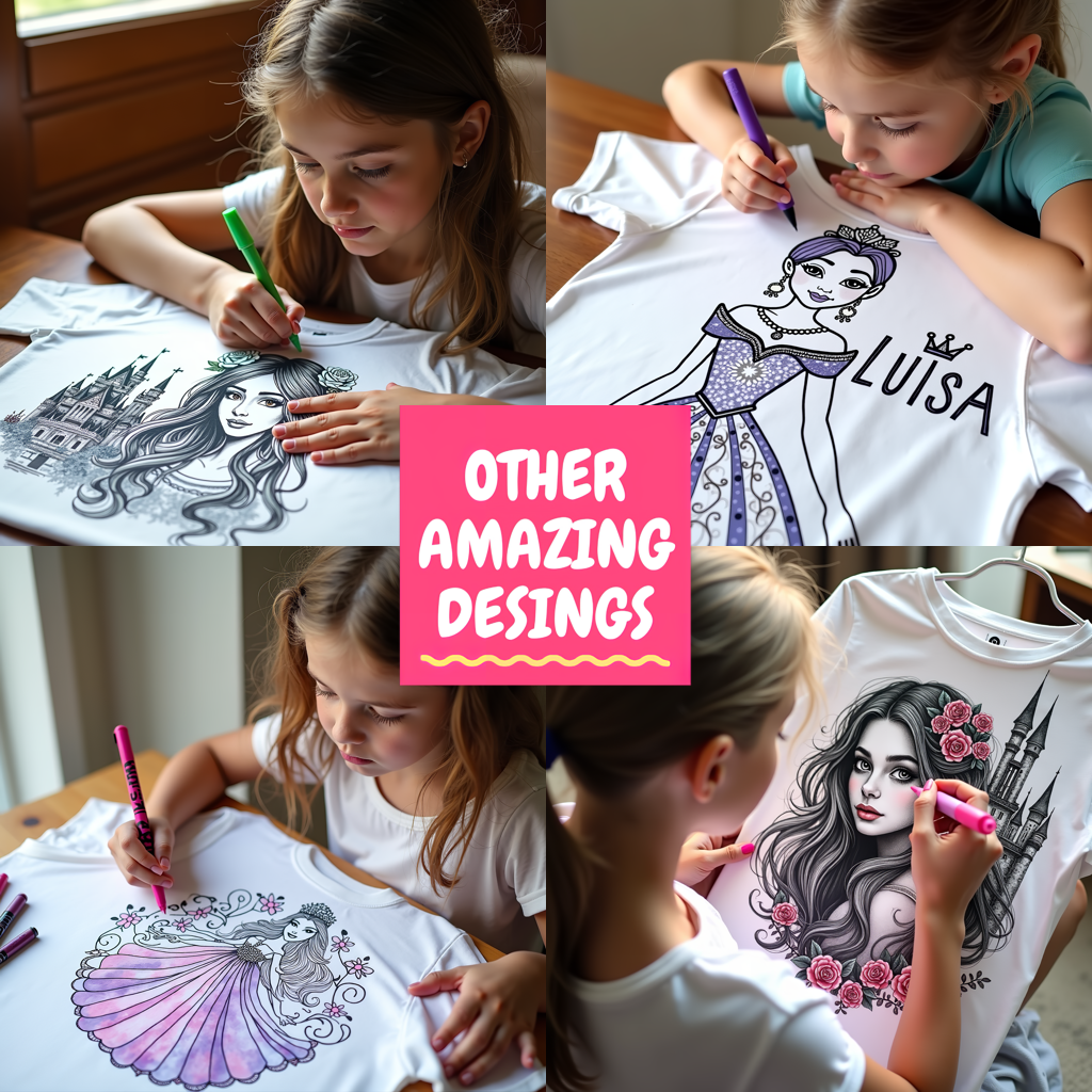 Adult Sweatshirt Coloring Kit with 10 Fabric Markers - Elegant Princess