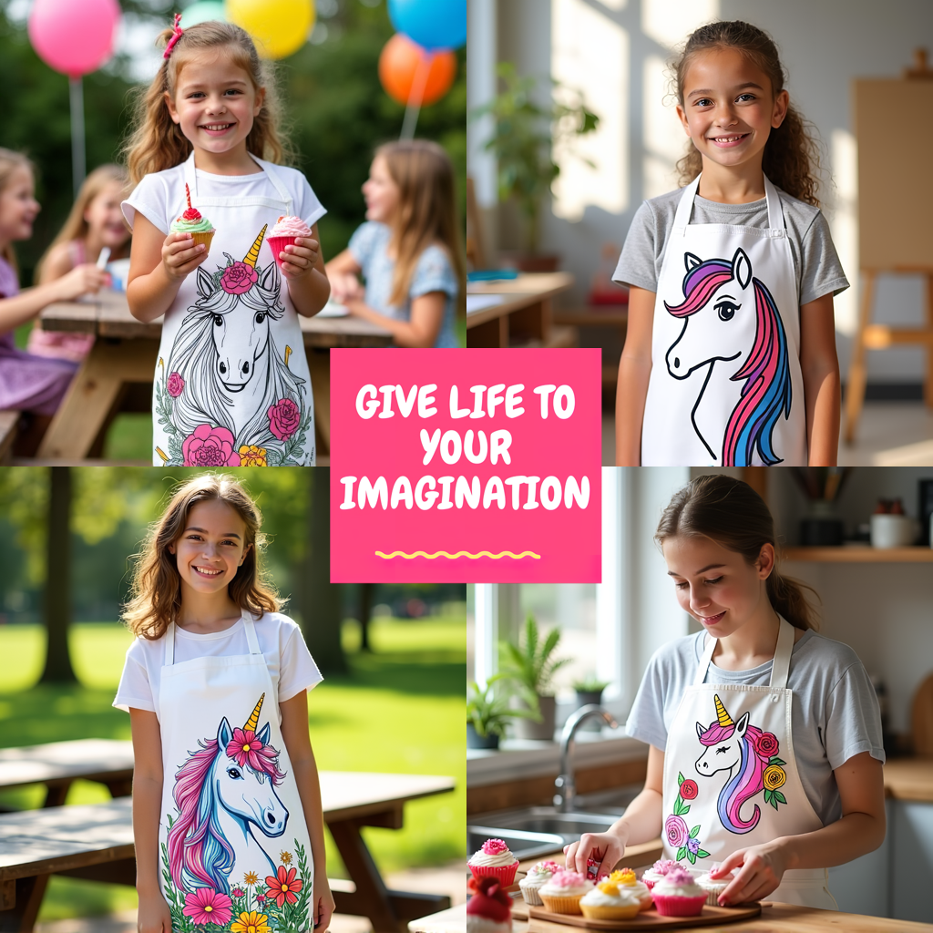 Apron Coloring Kit with 10 Fabric Markers - Fantasy Creature