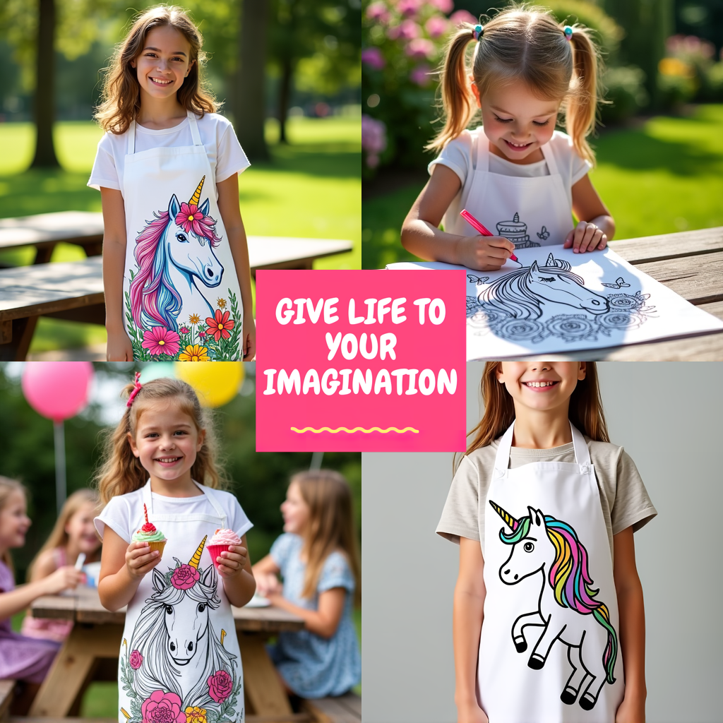 Apron Coloring Kit with 10 Fabric Markers - Magical Creature