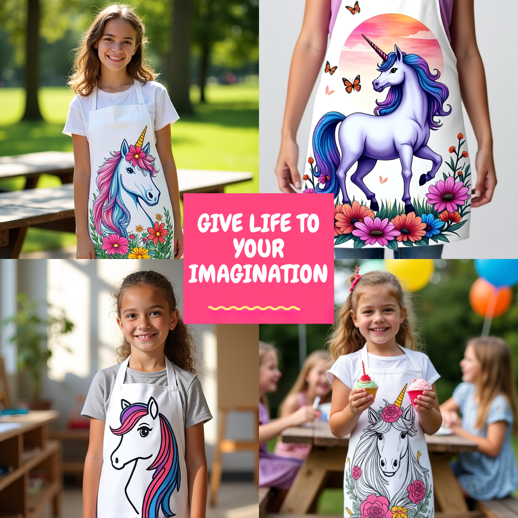 Apron Coloring Kit with 10 Fabric Markers - Mythical Creature
