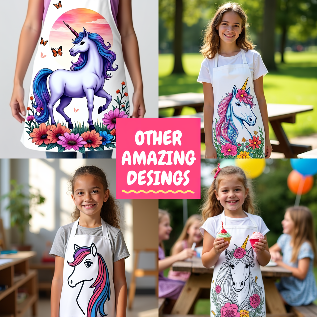 Apron Coloring Kit with 10 Fabric Markers - Mythical Creature