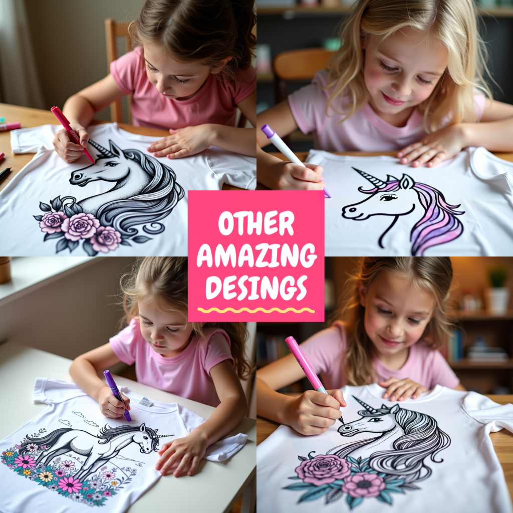 Kid's T-shirt Coloring Kit with 10 Fabric Markers - Magical Creature