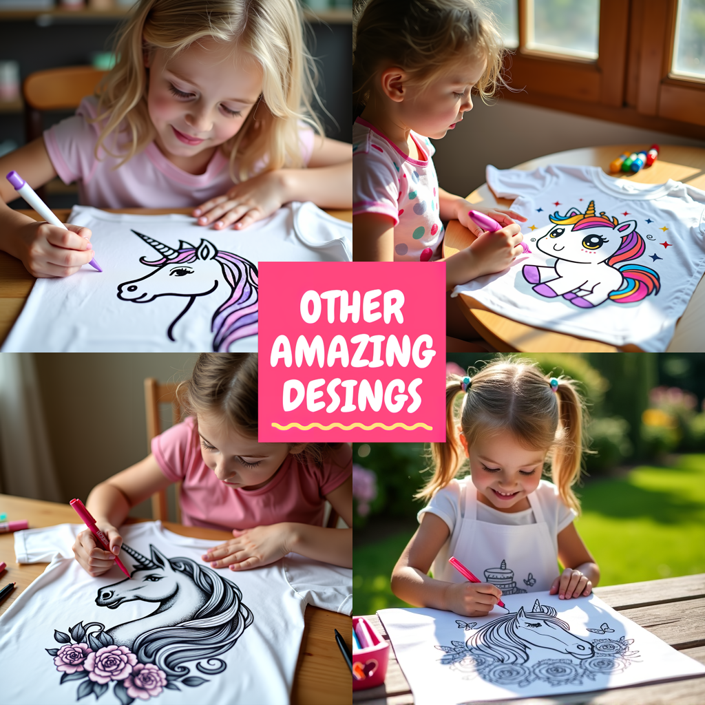 Unisex T-shirt Coloring Kit with 10 Fabric Markers - Magical Creature