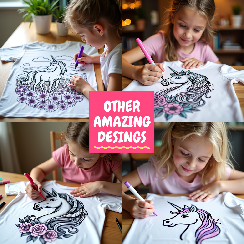 Kid's T-shirt Coloring Kit with 10 Fabric Markers - Mythical Creature