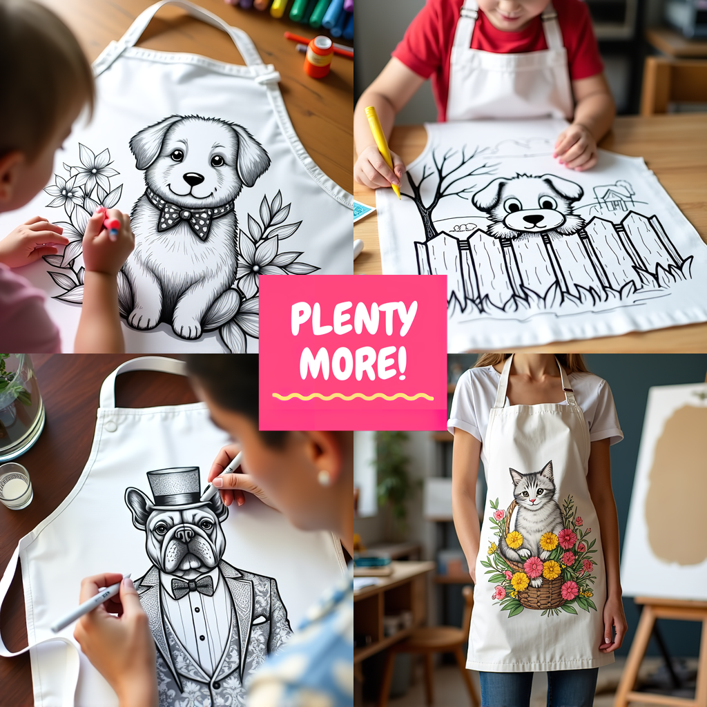 Apron Coloring Kit with 10 Fabric Markers - Puppy in Nature