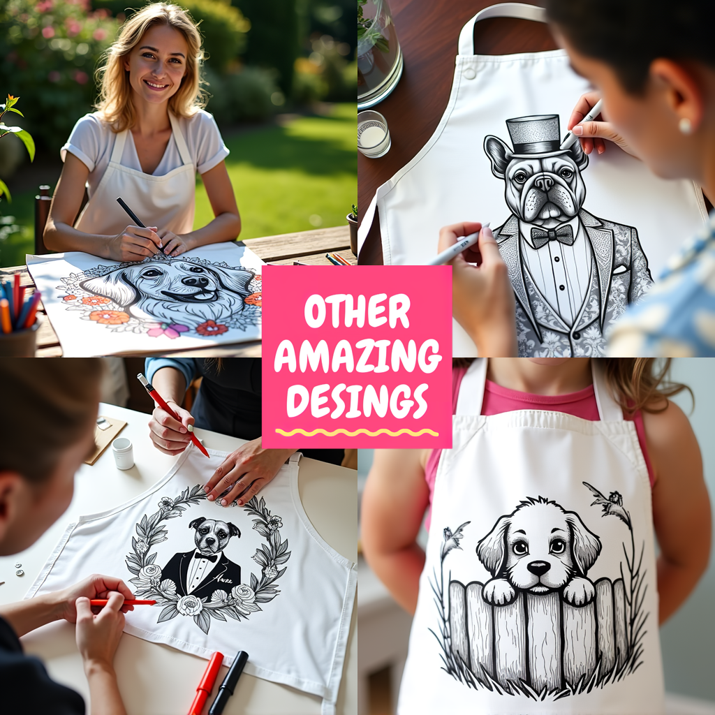 Apron Coloring Kit with 10 Fabric Markers - Golden Retriever