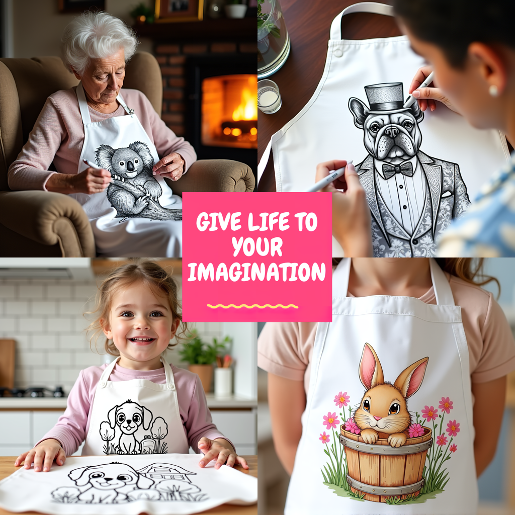 Apron Coloring Kit with 10 Fabric Markers - Koala