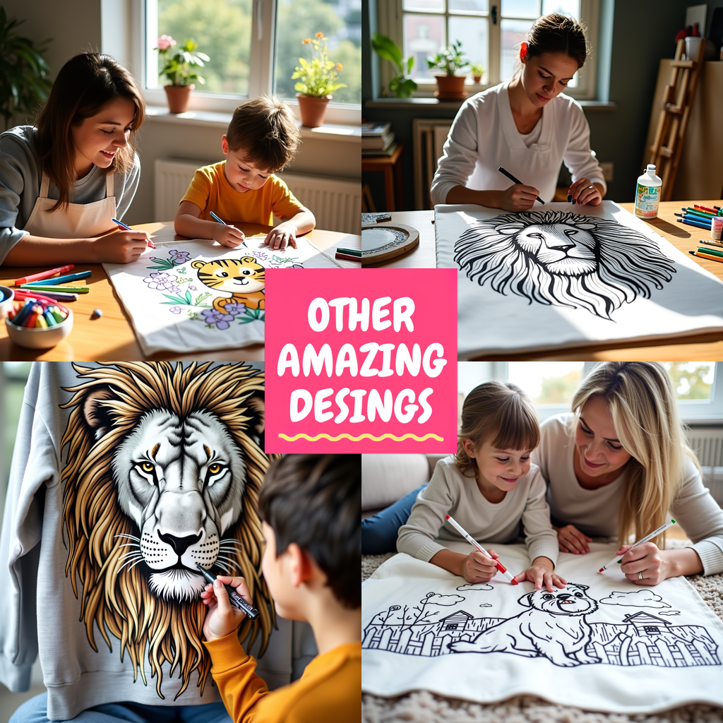 Blanket Coloring Kit with 10 Fabric Markers - Lion