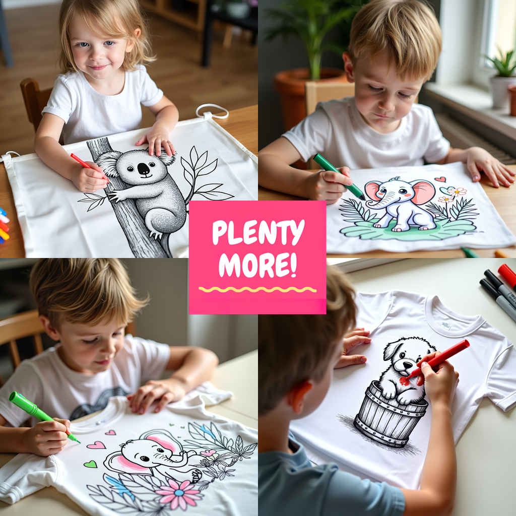 Kid's T-shirt Coloring Kit with 10 Fabric Markers - Tree Climbing